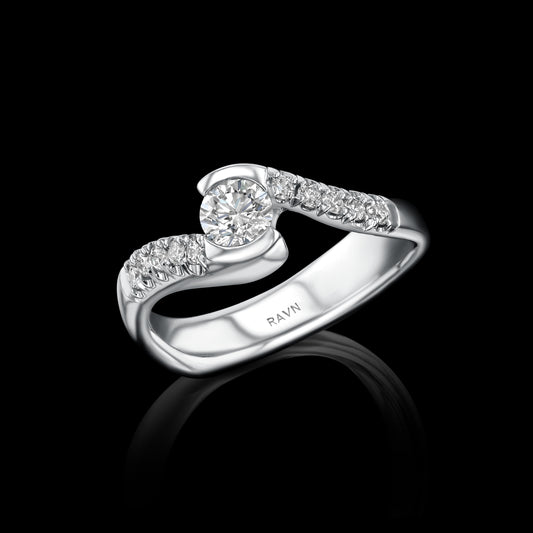 Half Bezel Twist Diamond Ring