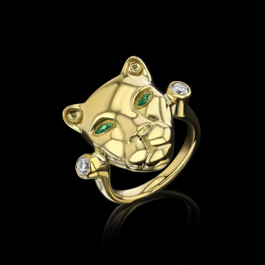 Golden Feline Ring