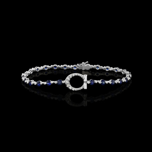 Blue Sapphire & Diamond Horsebit Bracelet