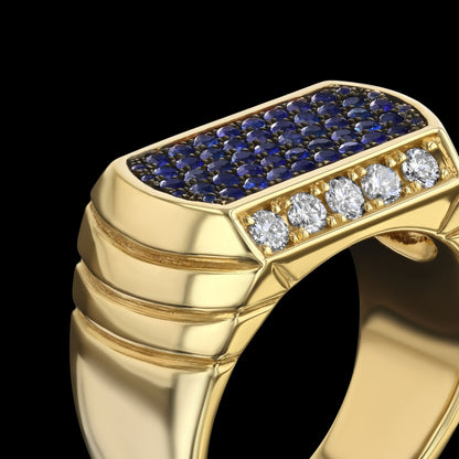 Sapphire & Diamond Deco Ring