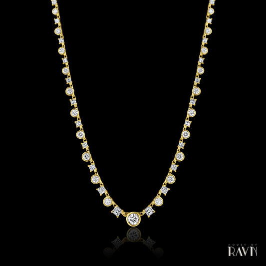 Orion’s Tennis Necklace with Asscher & Round Cut Diamonds